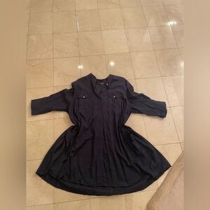 Sharagano Navy Blue Button Down Collared Dress